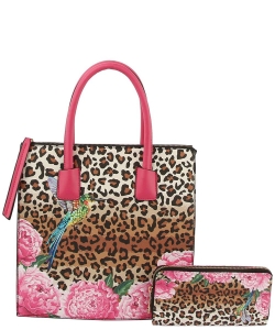 Women Purse Leopard Handbag LQ2661W FUCHSIA
